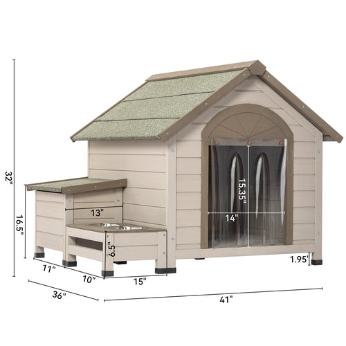 Natural Wood Dog Cabin – Outdoor Open-Roof Shelter for Small to Medium Pets