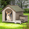 Natural Wood Dog Cabin – Outdoor Open-Roof Shelter for Small to Medium Pets